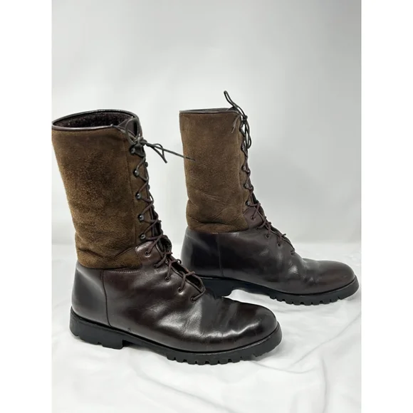 Salvatore Ferragamo Suede Accent Leather Boots, 9.5 - Picture 4 of 13